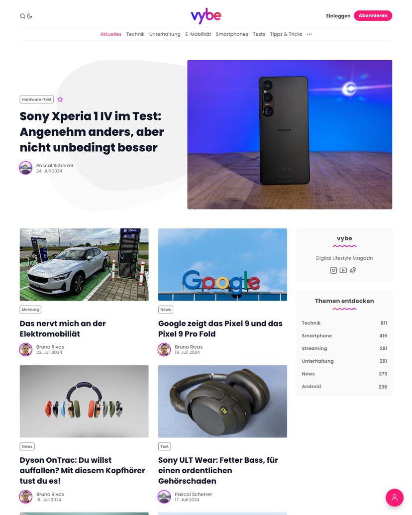 vybe – Das Digital Lifestyle Portal - Auden Theme