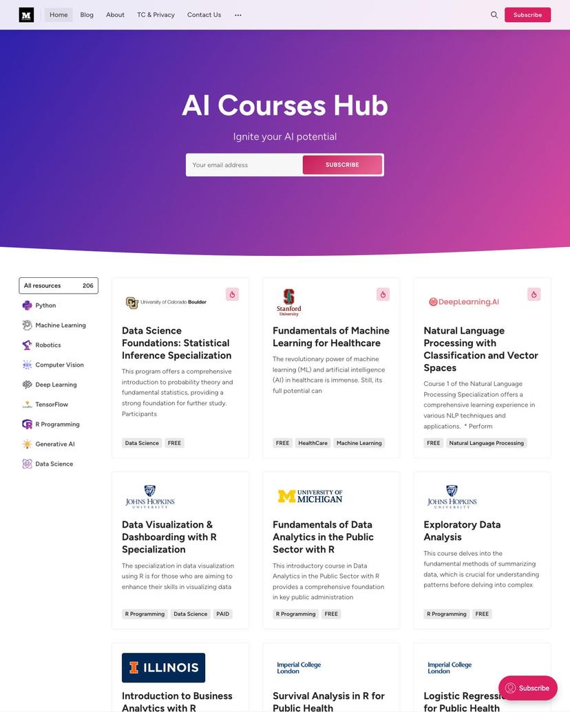 AI Courses Hub - Rinne Theme