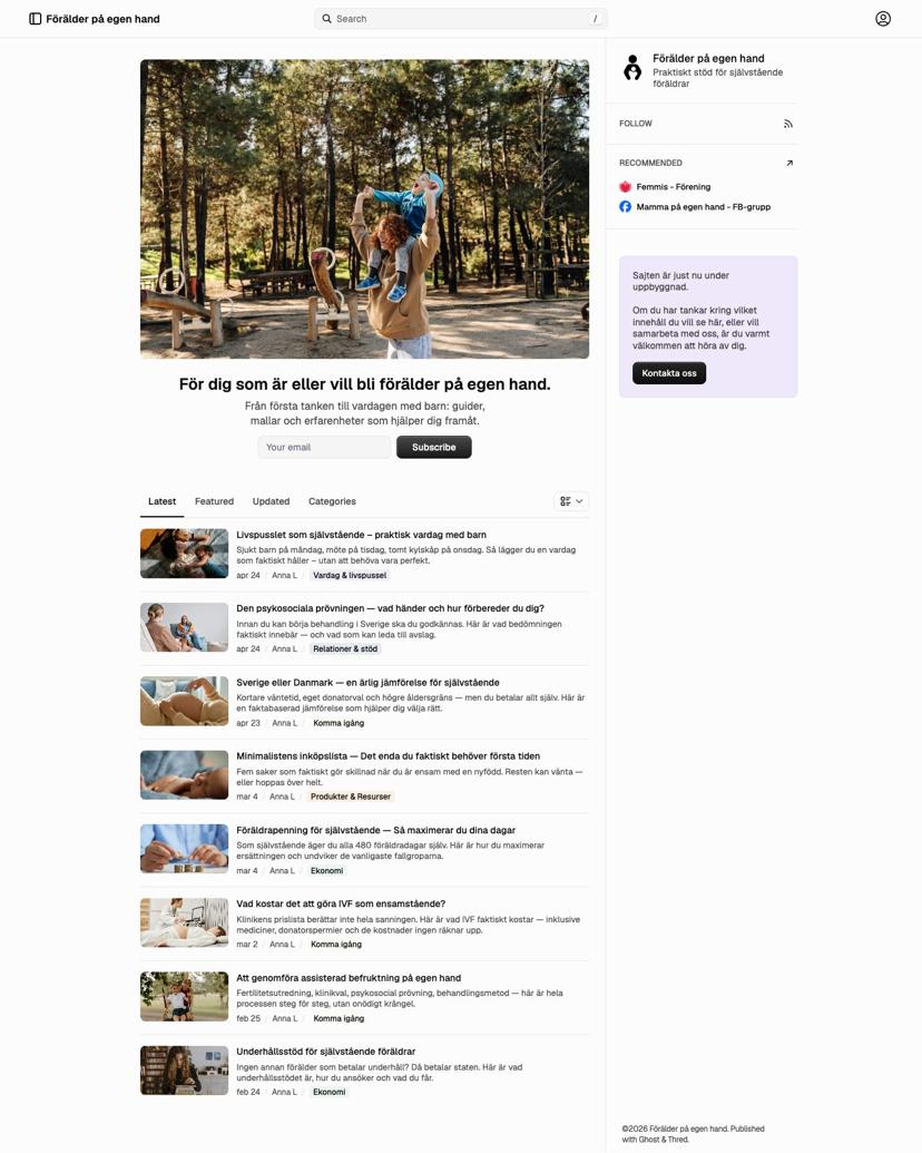 Förälder på egen hand - Thred Theme