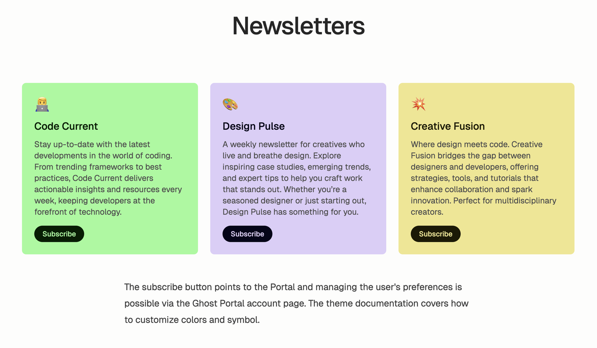 Brief — newsletters page