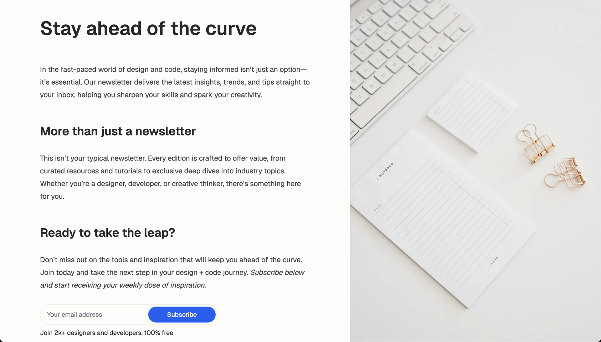 Brief — subscribe page