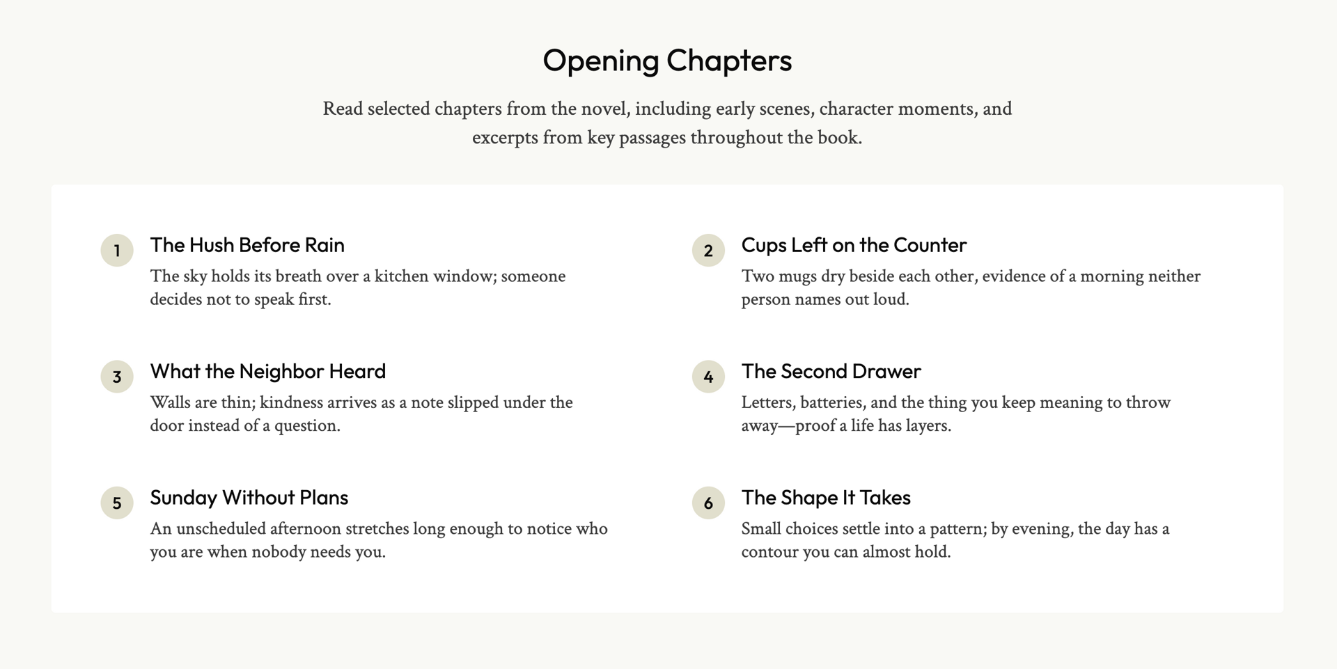 Prose — chapters section