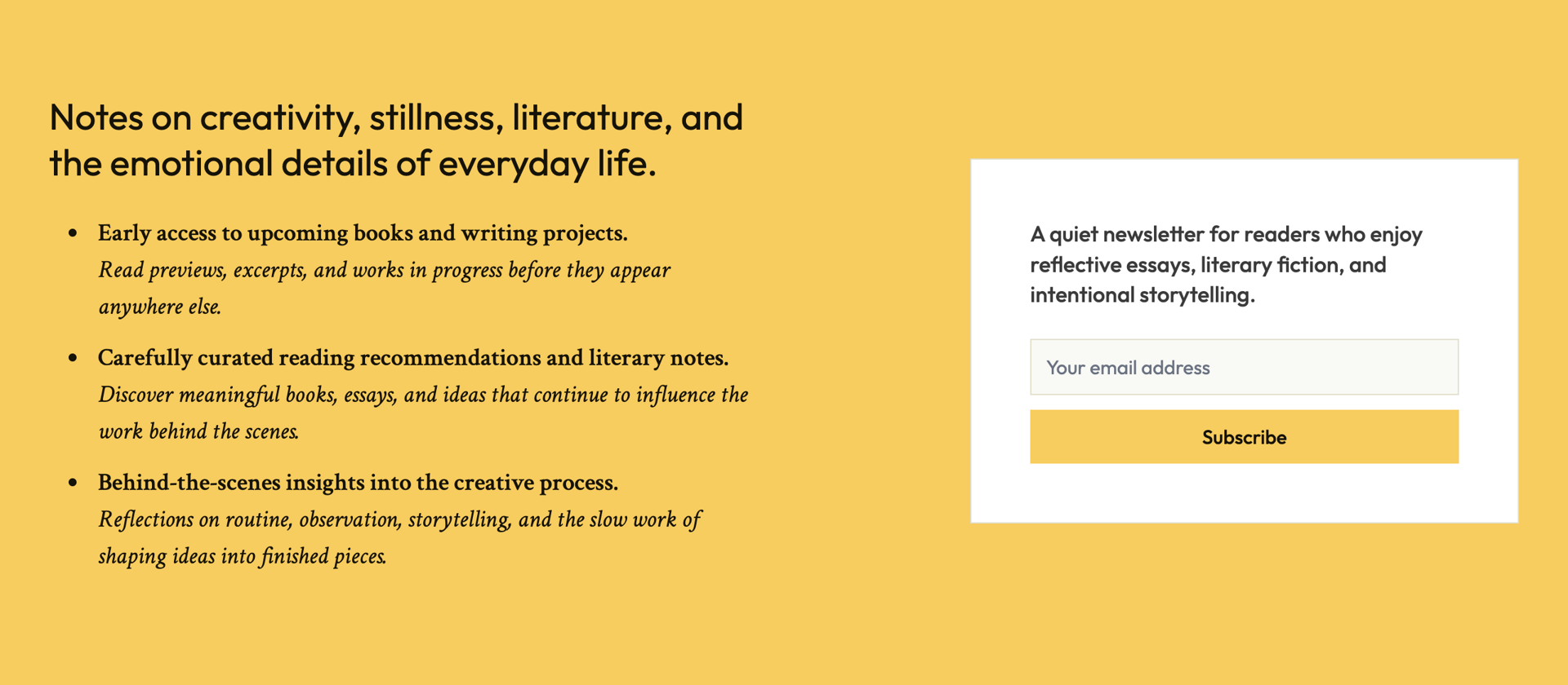 Prose — newsletter section