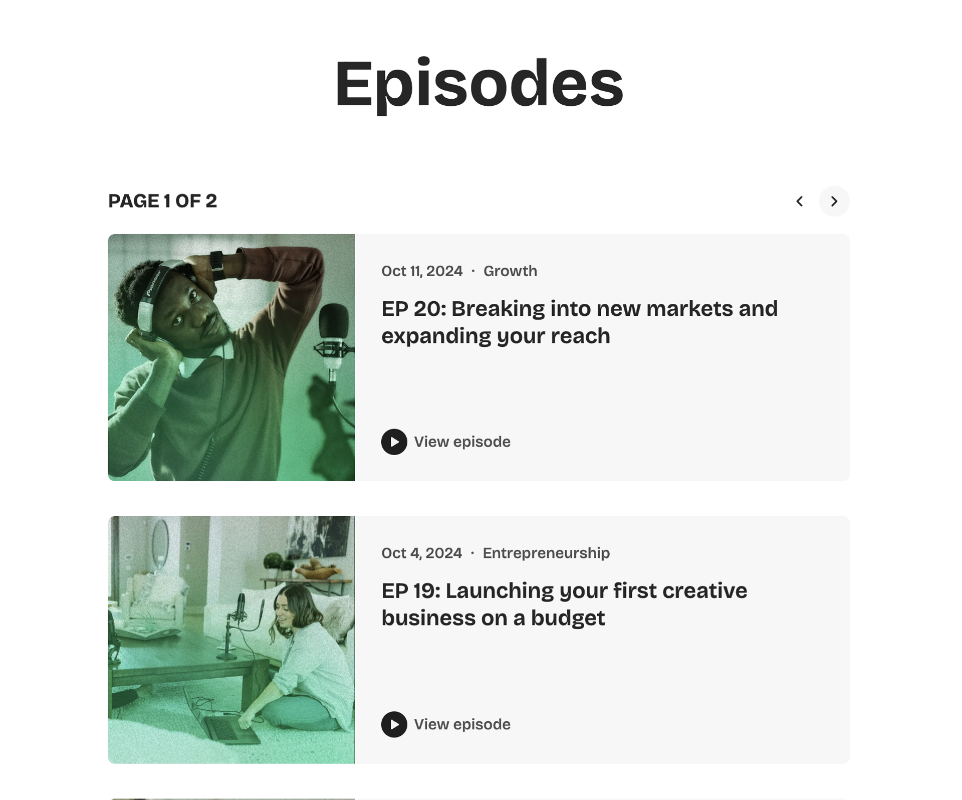 Pulse — episodes page