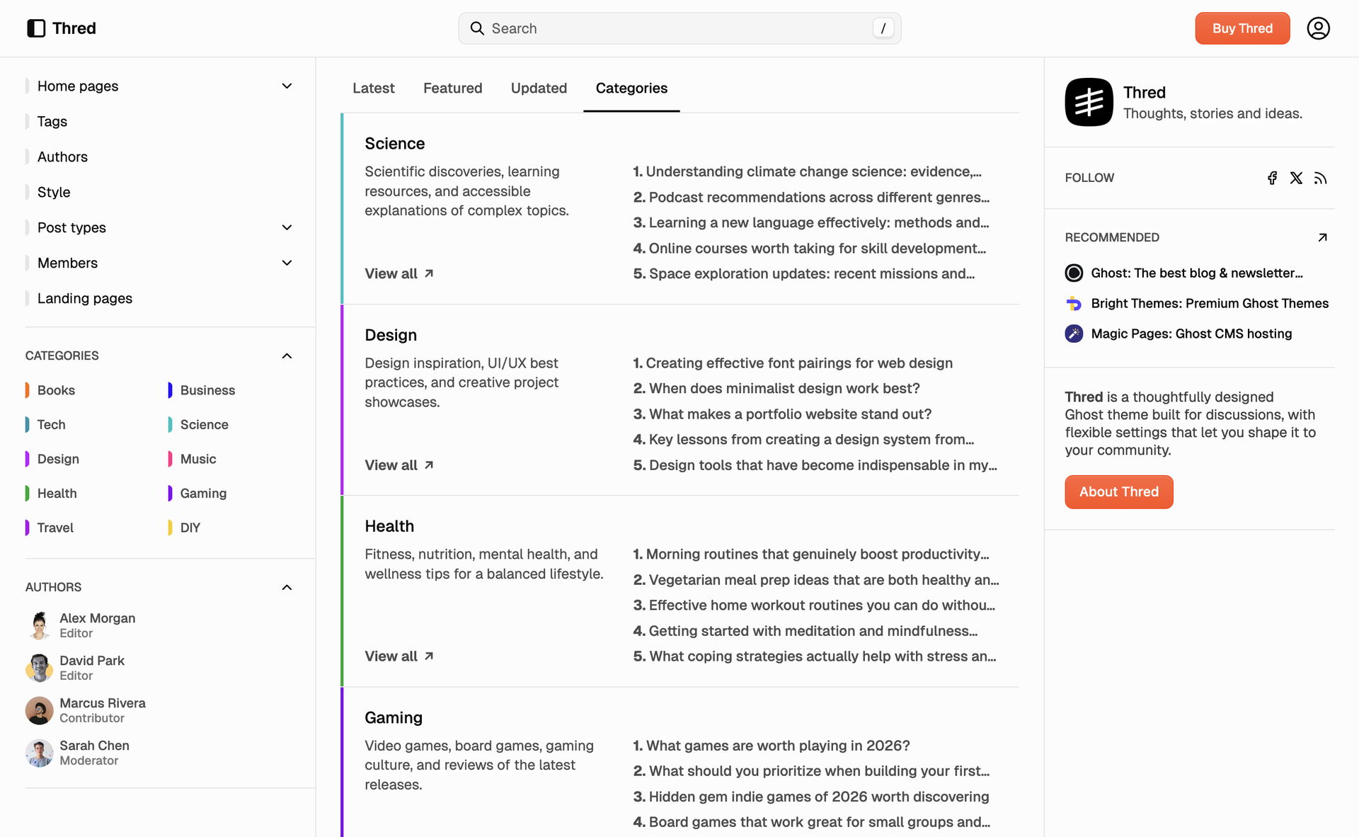 Thred — categories