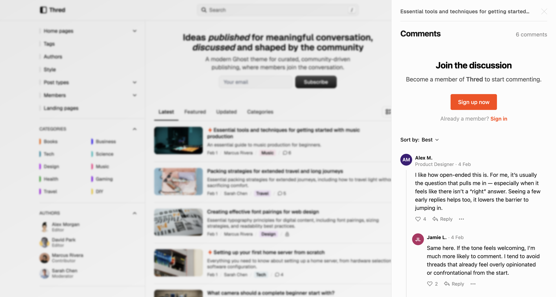 Thred — comments drawer