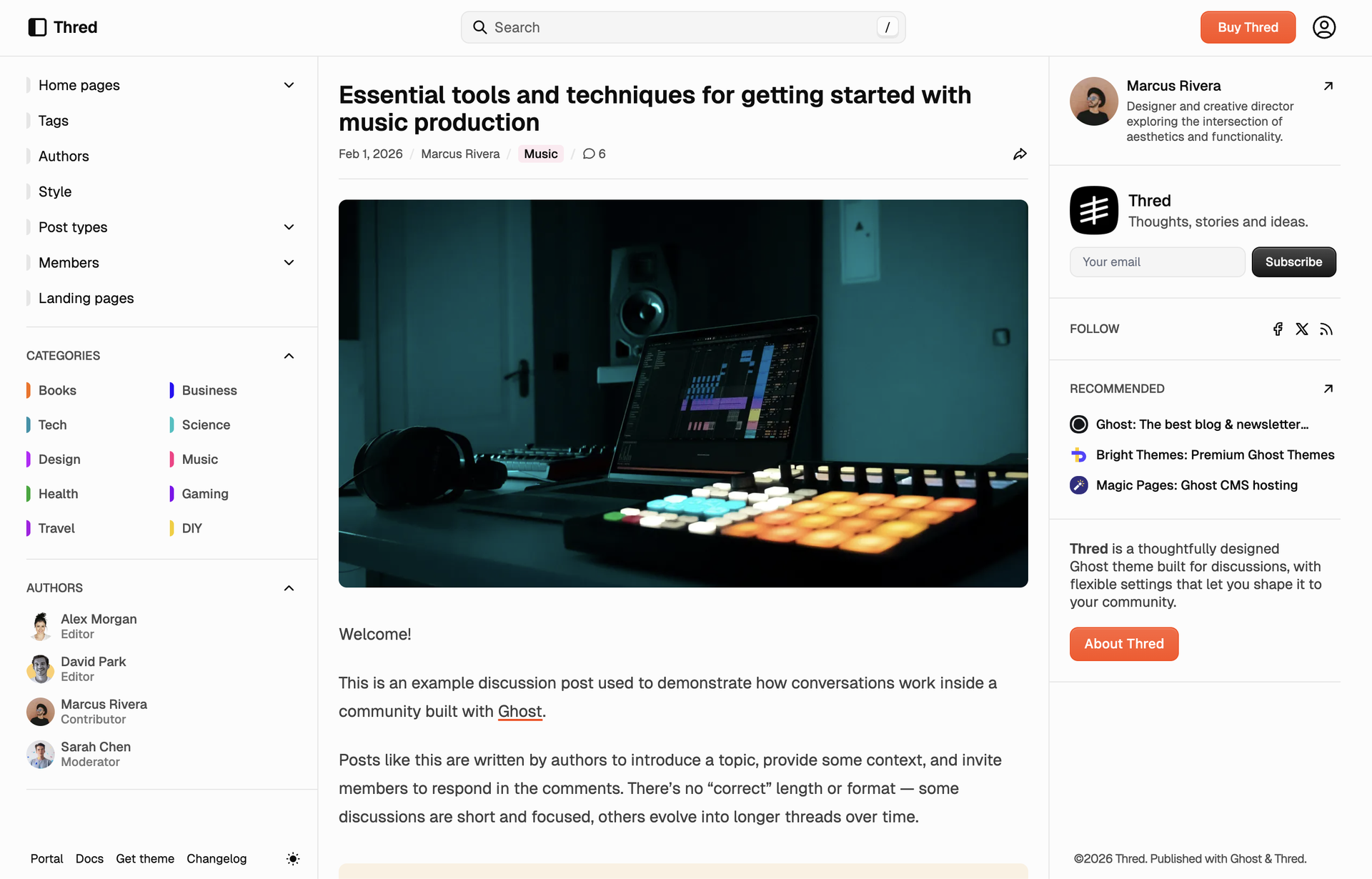 Thred — post template