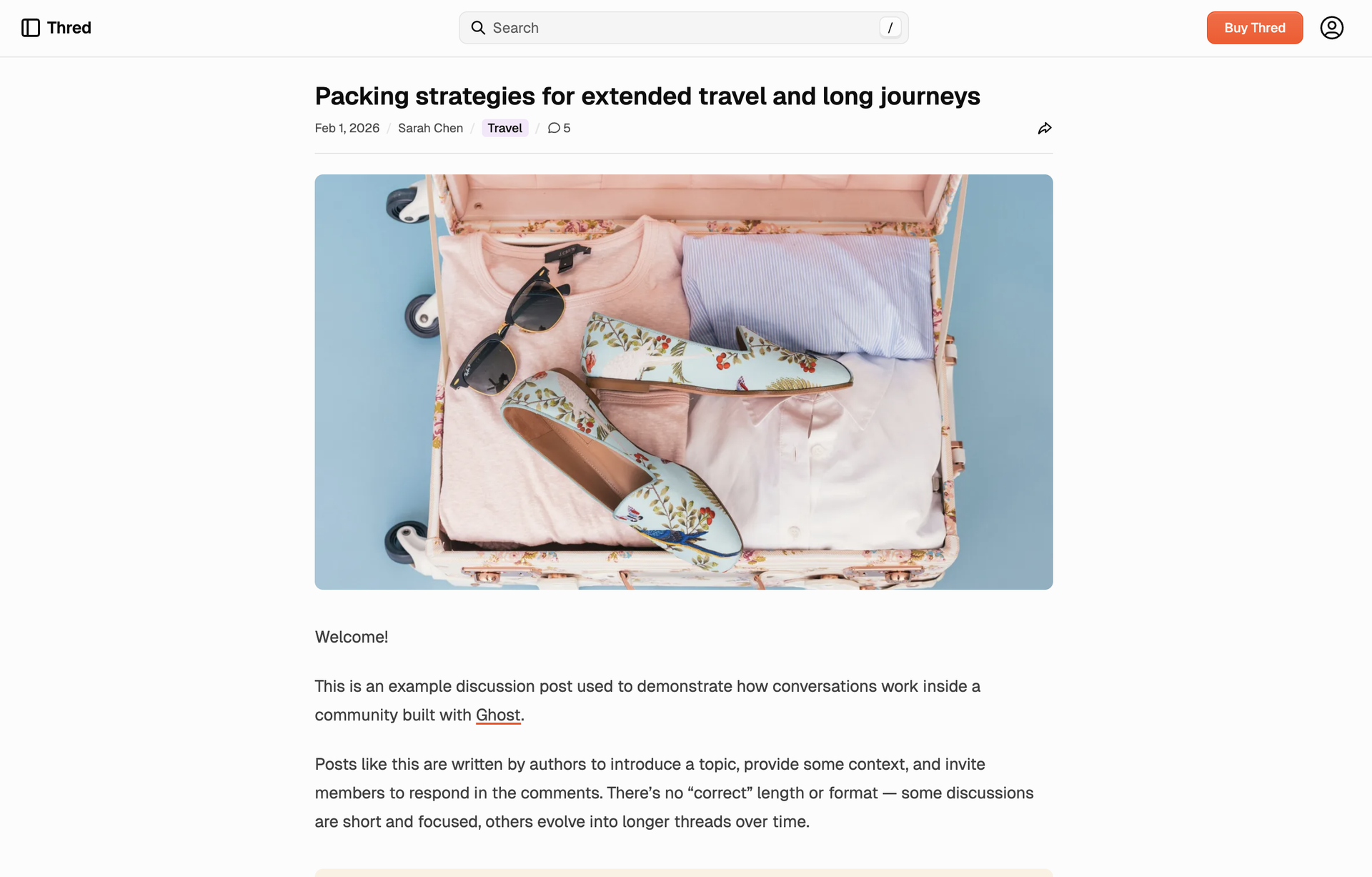 Thred — post template without sidebar