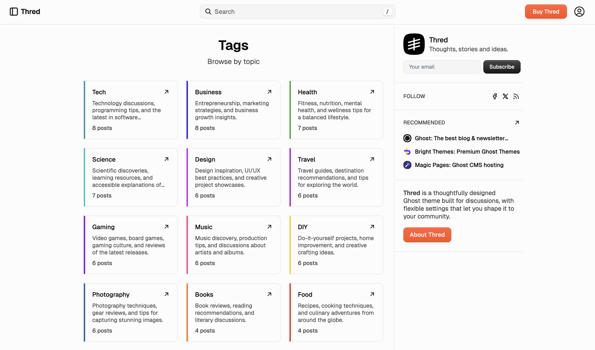 Thred — tags template