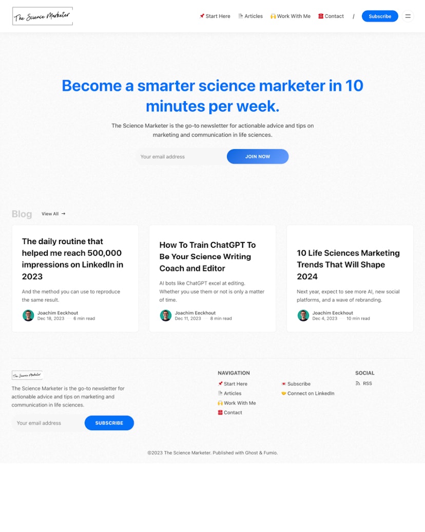 The Science Marketer - Fumio Theme