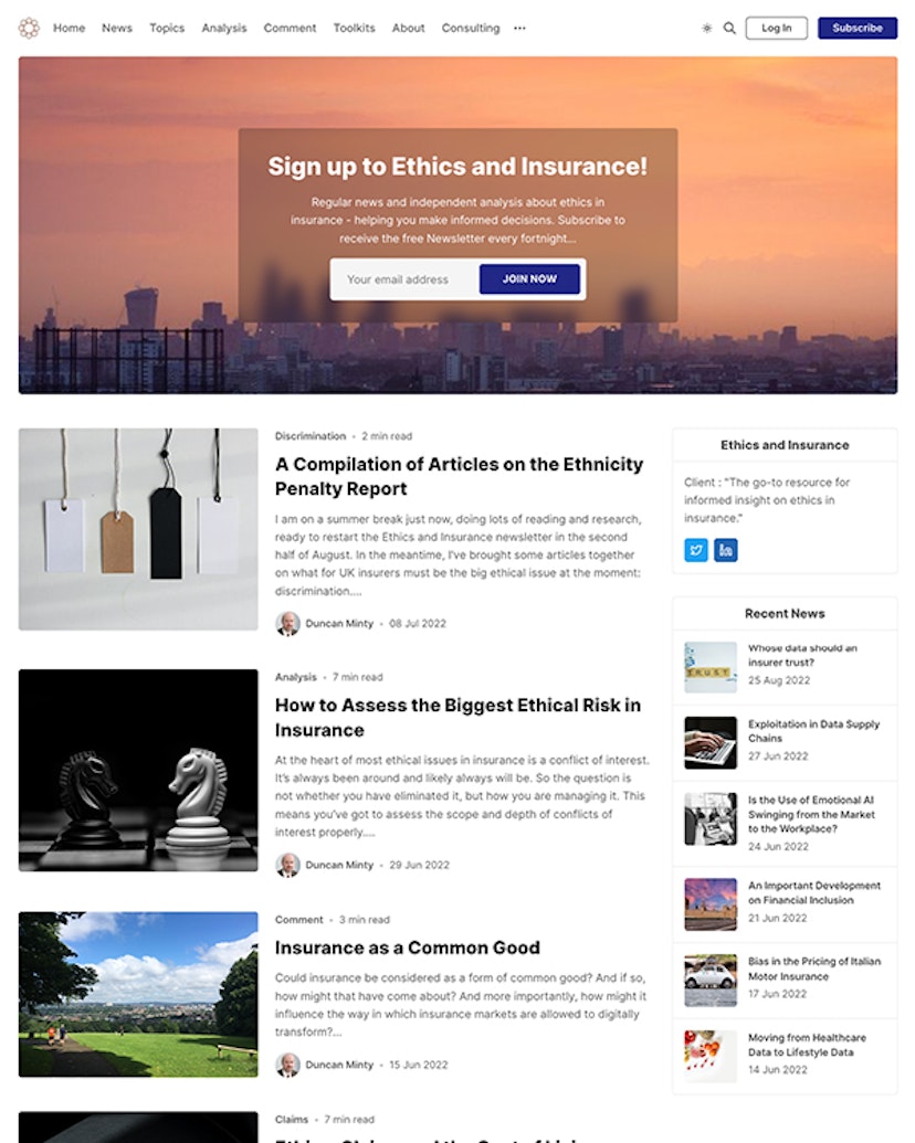 Ethics and Insurance - Nikko Theme