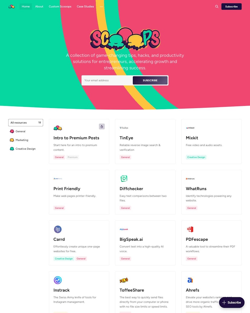 Scooops.io - Game-Changing Tips, Hacks, and Productivity Solutions - Rinne Theme