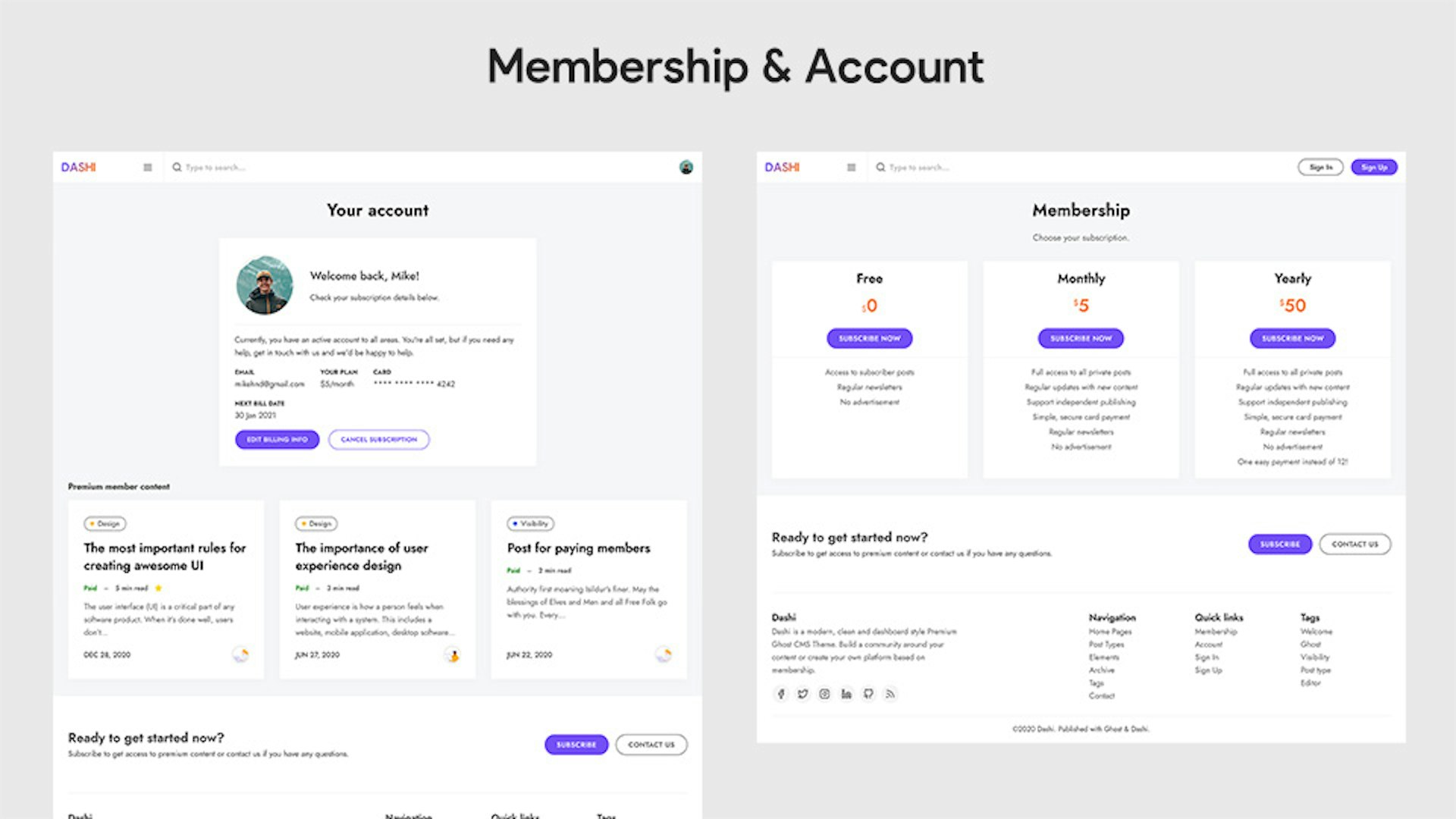 Dashi Ghost Membership and Account
