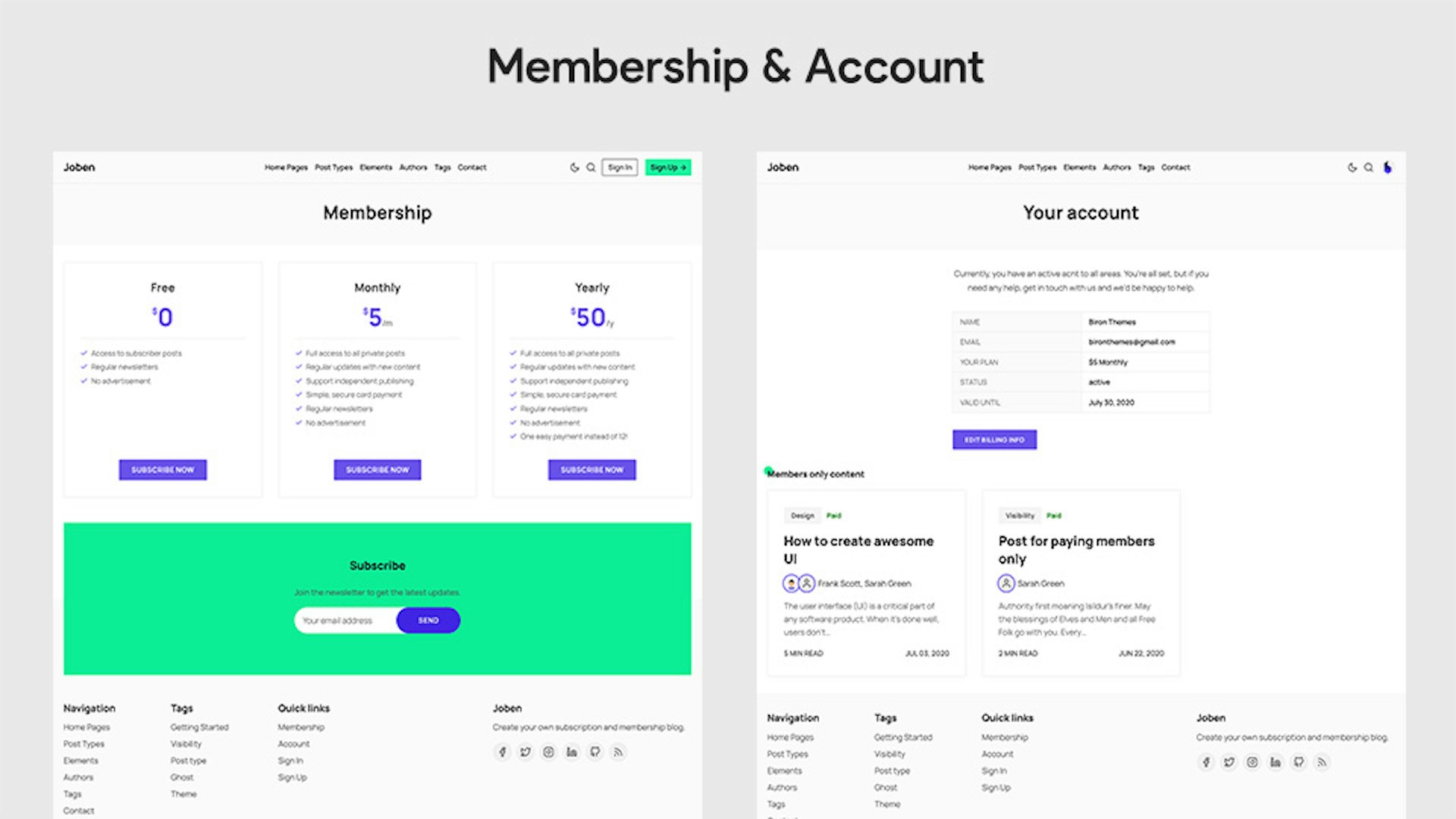Joben Ghost Membership and Account